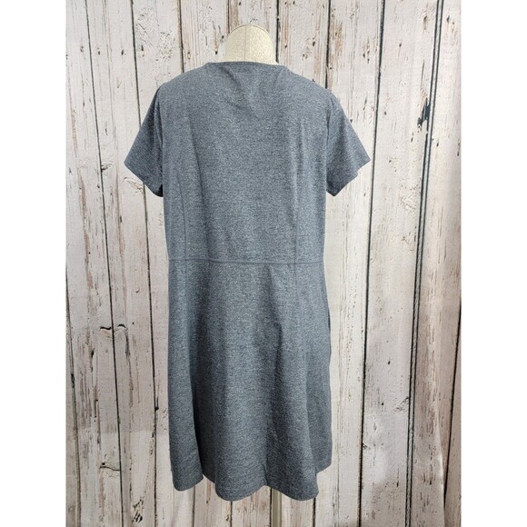 J.Jill Fit M Marled V-Neck Dress Short Sleeve Shift Knit Active Pockets EUC - Picture 7 of 11
